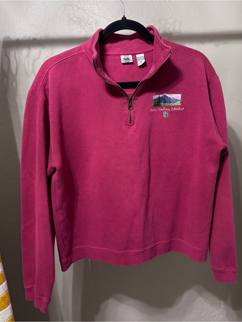 Vintage Sun Valley Idaho Quarter-Zip Pullover - Pink